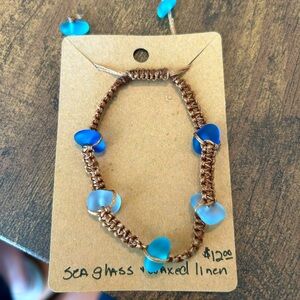 Sea glass and waxed linen bracelet.